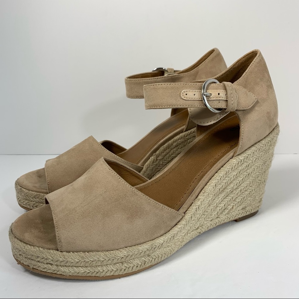 Susina Espadrille Peep Toe Wedge heels; Taupe; Women's 11